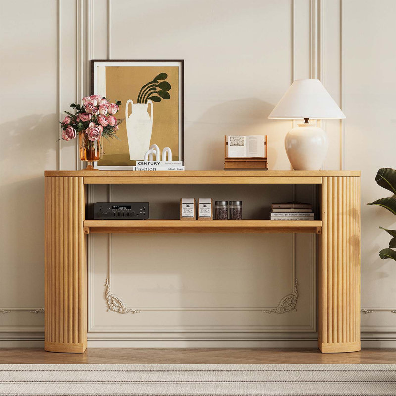 Console rustique avec pieds cannelés, Naturel