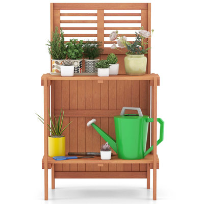Table de jardin imperméable avec table de rangement ouverte à 2 niveaux Arlmont & Co.
