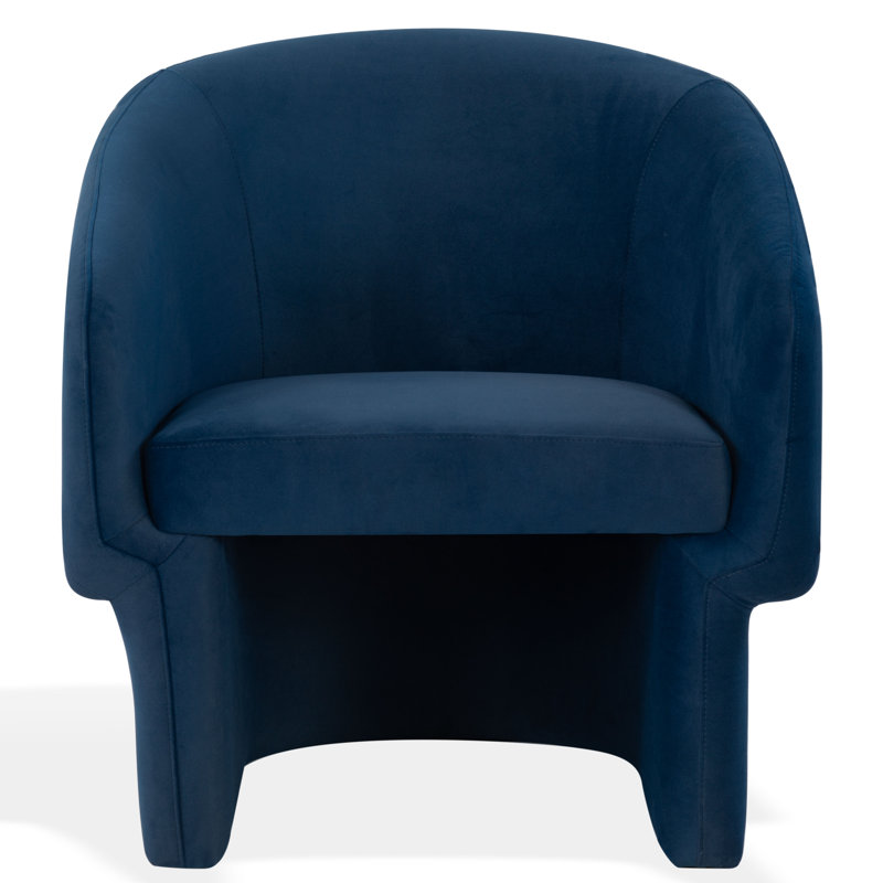 Mia Upholstered Wide Barrel Chair, Navy Velvet