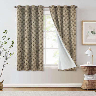 Brown Block Print Thick Linen Grommet Curtain Handmade Blackout Drapes for Stylish & Functional Home Interiors