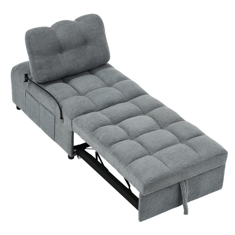 Lit convertible de 41,08 pouces de long, tissu gris, répond à toutes les exigences, Gris