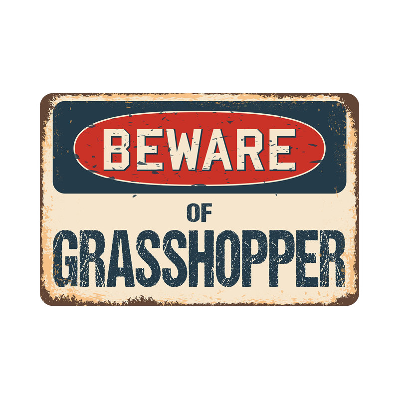 Panneau «Beware of Grasshopper», H 5 po x l 7 po x P 0,1 po