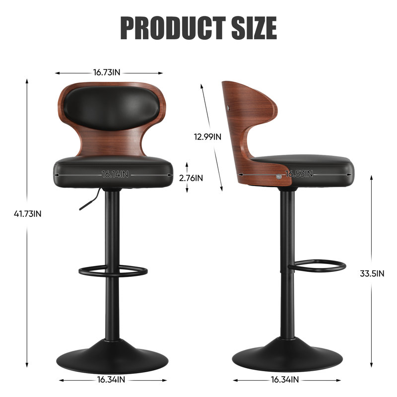 Swansboro Swivel Yes Bar Stool, Black, Black, 2