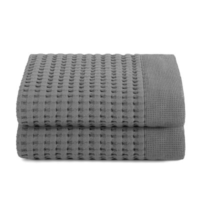 Waffle Hand Towel Set of 2 – Super Absorbent 100% Natural Cotton, Quick-Drying, Modern Style