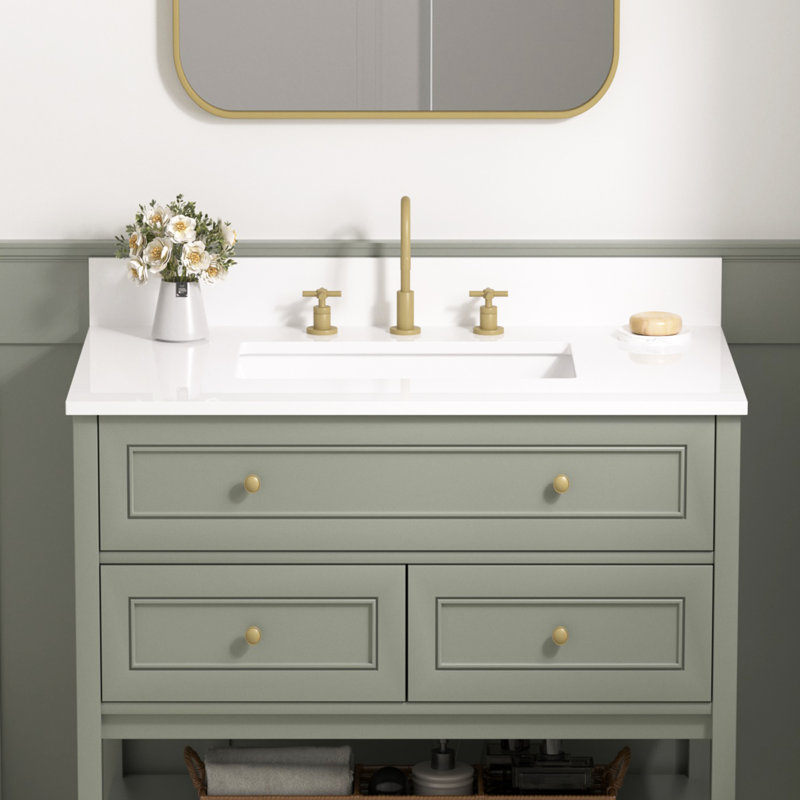 Dosseret en quartz blanc de qualité supérieure de 91 cm (36 po) pour comptoir de toilette de salle de bain