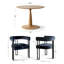 Ensemble de table à manger pour 4 personnes avec table ronde et 4 fauteuils en velours rembourrés-417909038