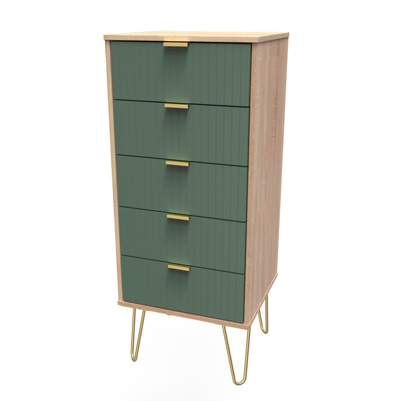 Beranda 45cm W Manufactured Wood Bedside Table, Labrador Green/Bardolino Oak