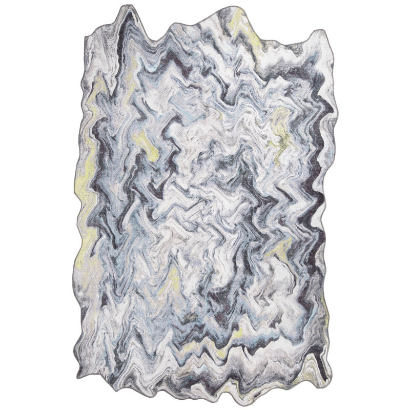 Tapis luxueux lavable à la machine, 4,9 x 7,5 pieds, 100% polyester, 1850 g / m², hauteur des poils: 0,2 pouce | Envers écologique en polyester recyclé | Parfait pour le salon et la chambre à coucher, conception douce et durable