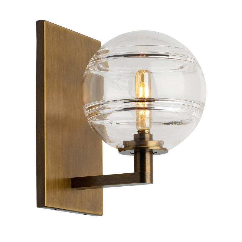 Sedona 1 - Light LED Armed Sconce, Clear, Aged Brass, Yes