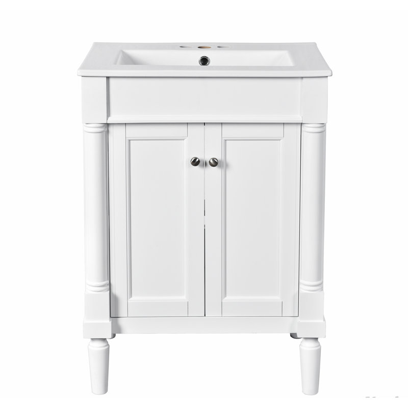 Meuble-lavabo simple 24 po avec lavabo supérieur, Blanc