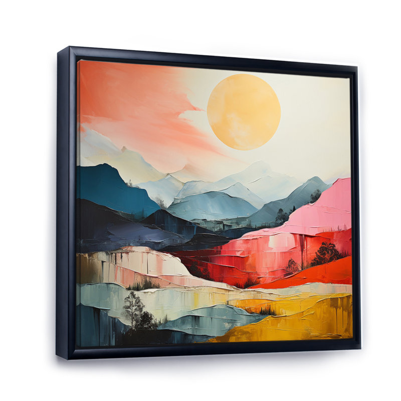 Janmarie «Pastel Bold Sunset Landscape I», reproduction, Cadre flottant noir, H 16 po x l 16 po x P 1 po