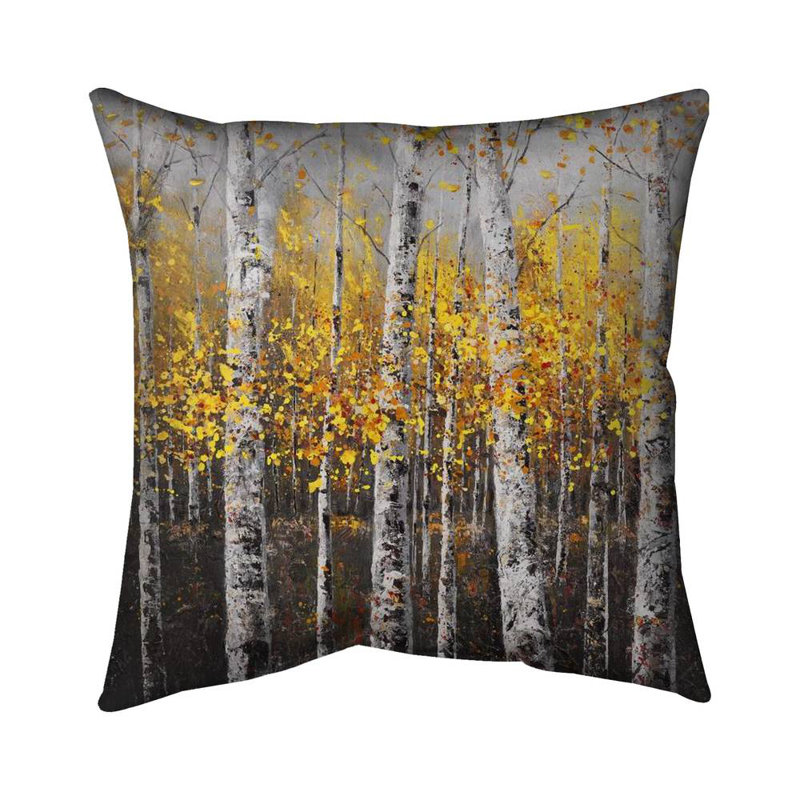Sunny birch trees - 16"x16" Throw pillow - Poly twill - Print on demand