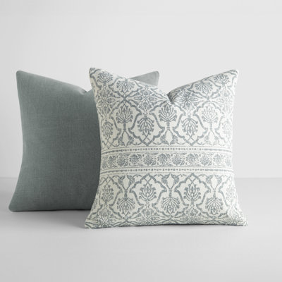 Ensemble de 2 coussins décoratifs en coton à motif floral antique
