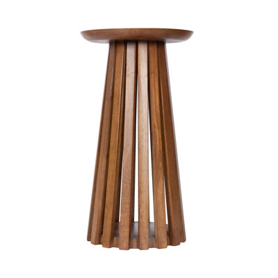 Klarc Modern Round Slatted Wood Drink Table