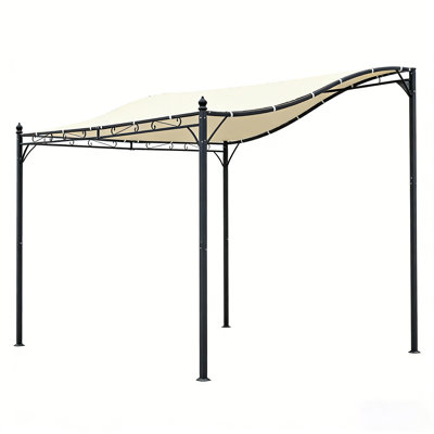 10'x10' Outdoor Patio Pergola with Canopy, Cream White, Powder-Coated Steel Frame & UV-Resistant Polyester