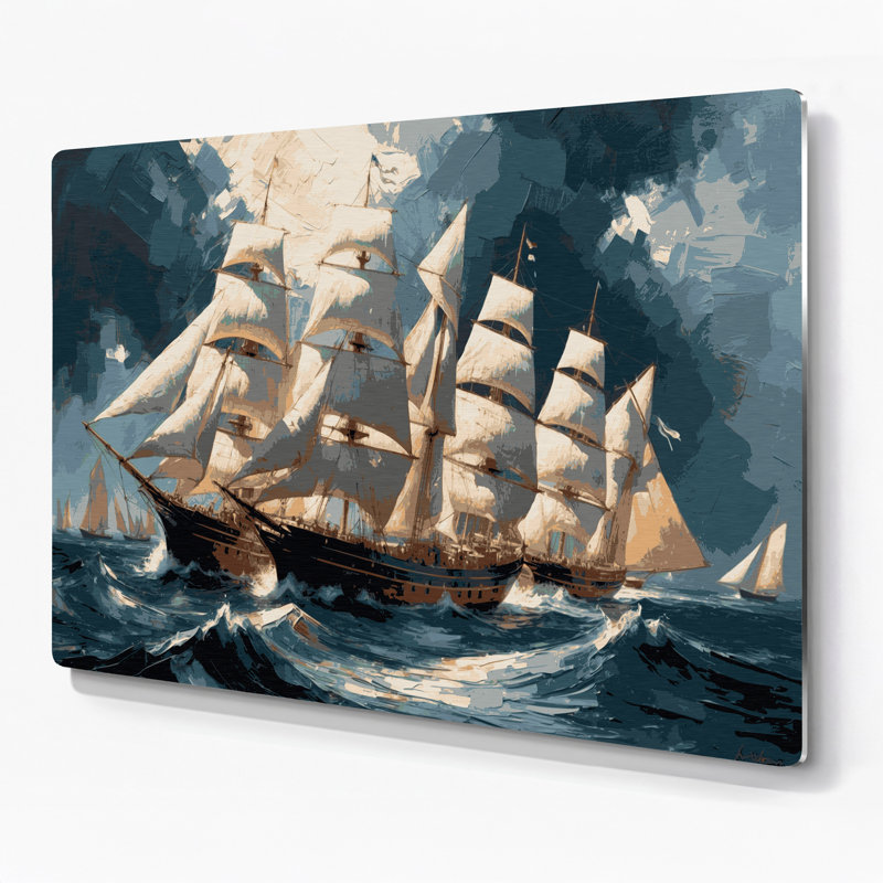 Art mural bleu nautique moderne, H 11 po x l 14 po