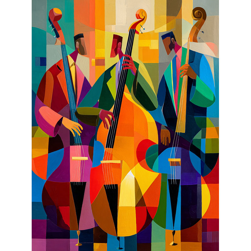 Art mural sur toile tendue Jazz Trio, H 40 po x l 30 po