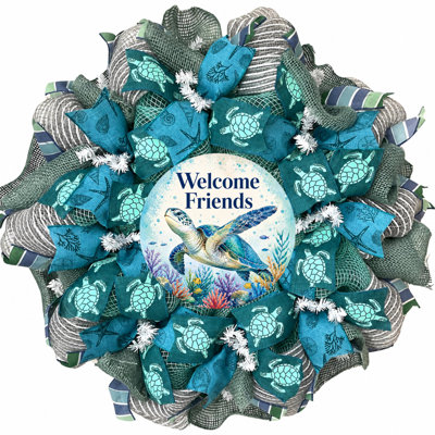 Welcome Sea Turtle Beach Handmade Wreath