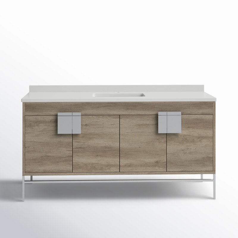 Ensemble de meuble-lavabo simple 60 po Maisie, Chrome poli, Gris ombré