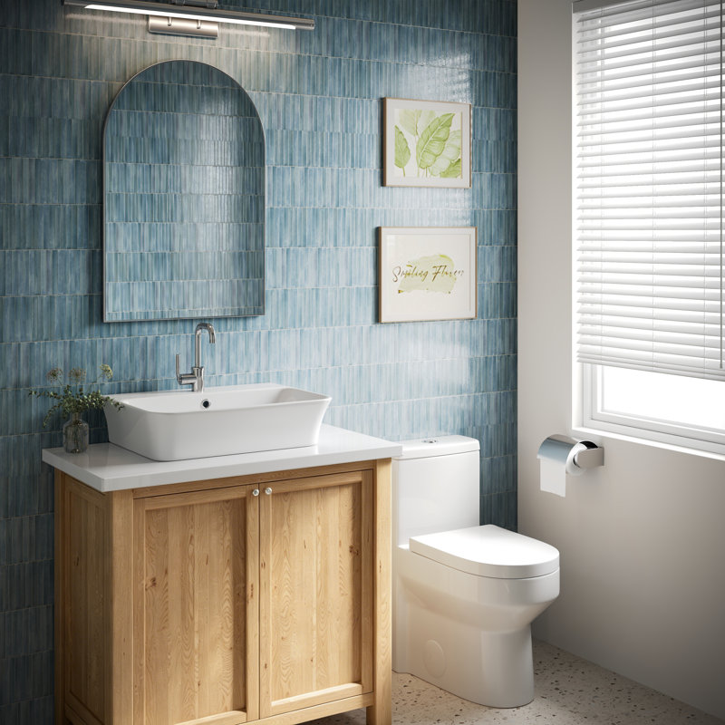Dv-1Ws0476 Bright White Ceramic Rectangle Vessel Sink, Wall Mount Bathroom Sink With Stain & Scratch Resistant Surface