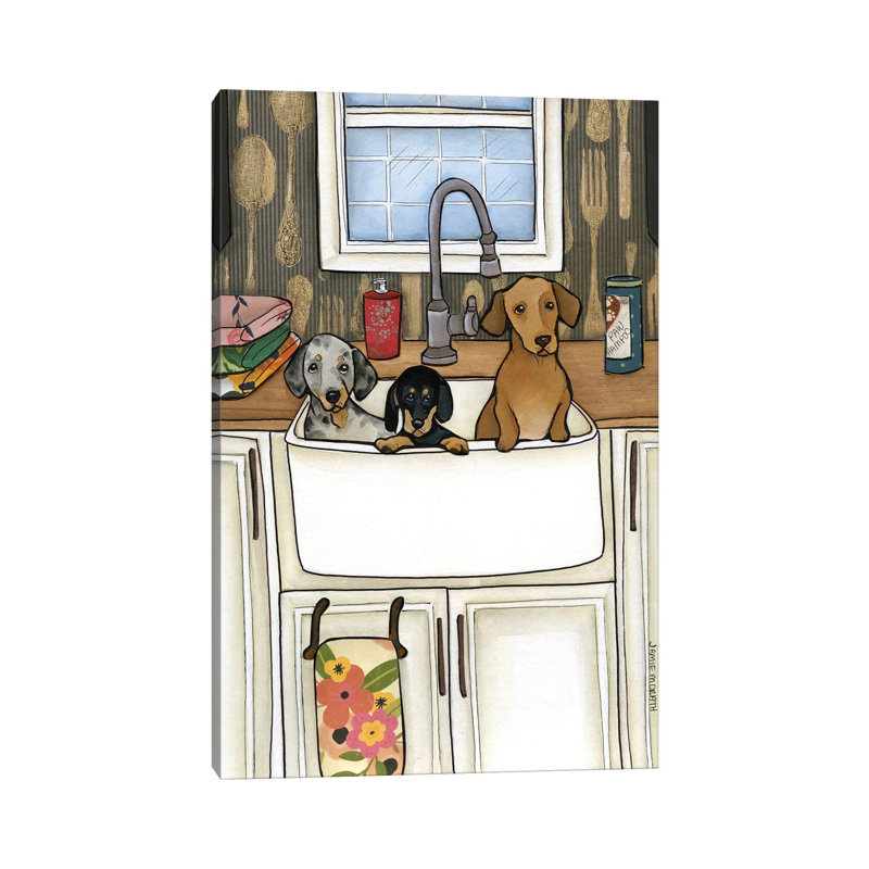 Sink Bath Weenies by Jamie Morath - Wrapped Canvas Gallery-Wrapped Canvas Giclée, Wrapped Canvas, 12" H x 8" W