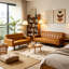 Canapé-lit moderne en cuir synthétique pliable convertible 4 places avec structure en bois massif et pieds en bois amovibles pour le salon et la chambre à coucher