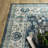 Jacquarius Vintage Bordered Traditional Blue/Ivory Washable Area Rug Mat-1300556911