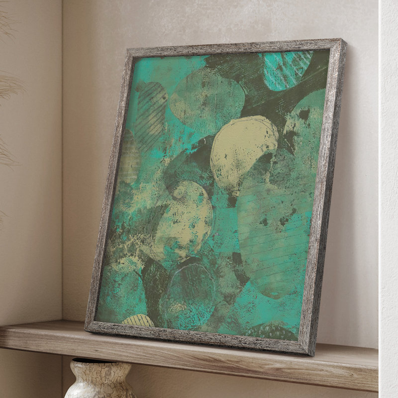 «Minty Green Orbs II», reproduction encadrée - bois massif, H 30 po x l 24 po