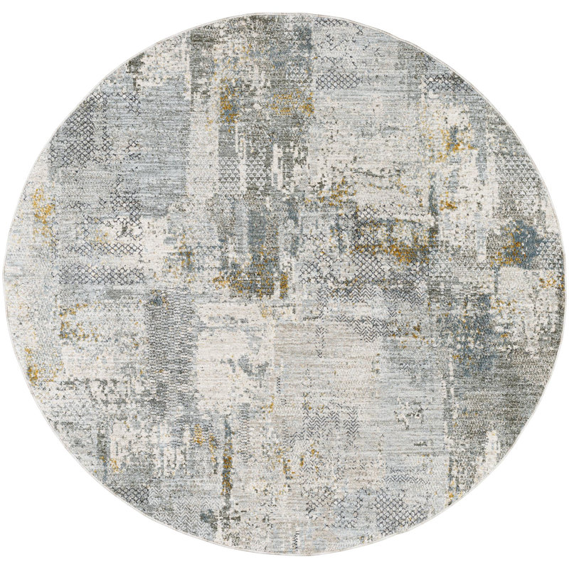 Delia Machine Woven Modern Olive Area Rug, Round 5'3"