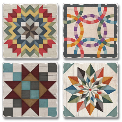 Stoneware Square 4 Piece Coaster Set