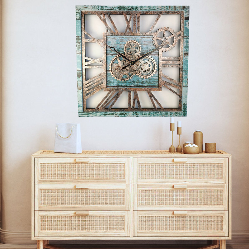 Solid Wood Wall Clock, Green