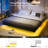 Kathrene Floating Bed Frame with LED Lights and Charging Station-1419947649