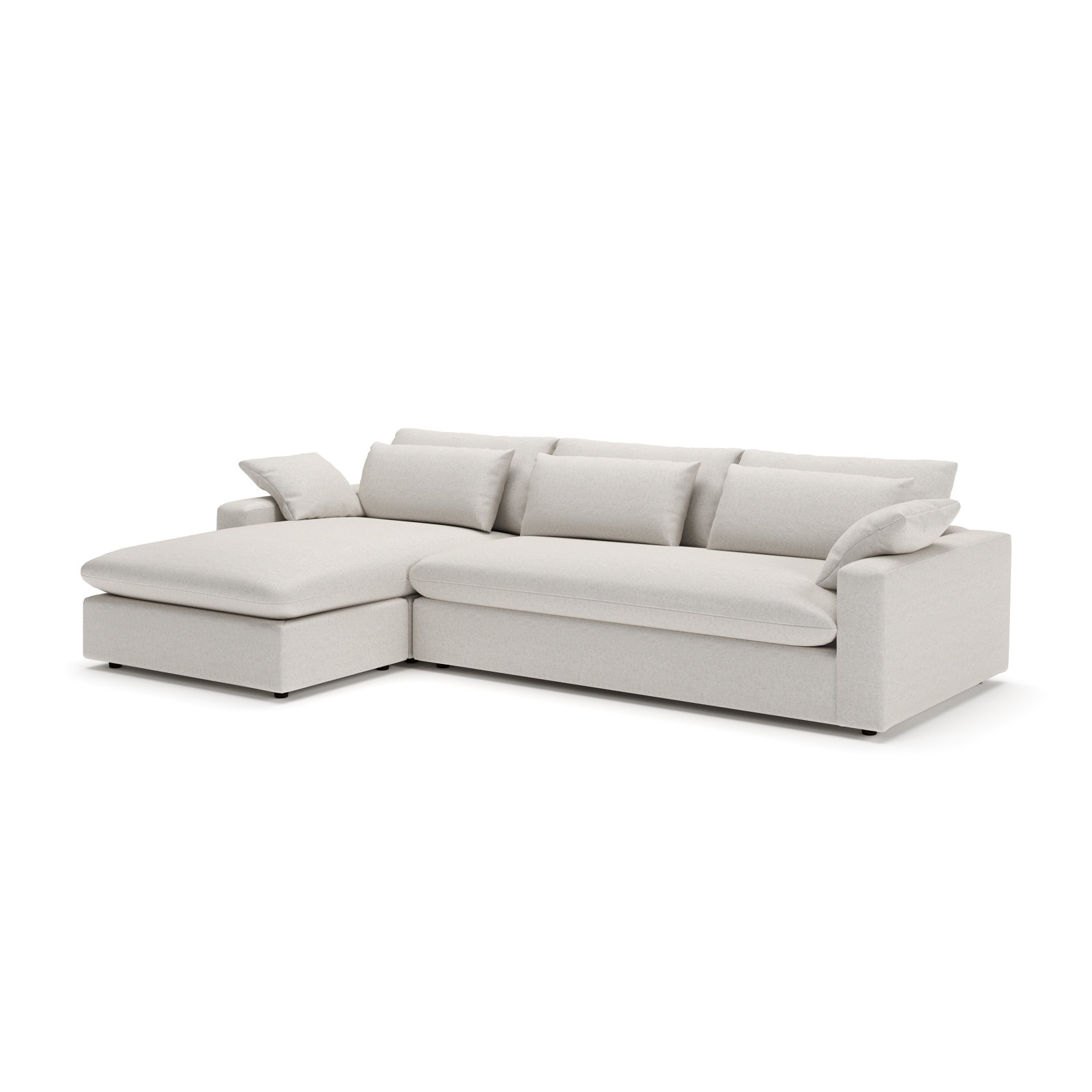 Remy Chaise Sectional, Macarena Light Gray Basketweave, Left Hand Facing