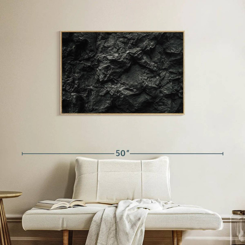 Black Stone, Floating Frame Natural Wood, 37" X 25"