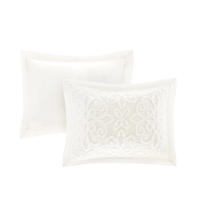 Couvre-lit en coton chenille double / grand, 3 pièces, avec 2 taies décoratives, pièce lavable à la machine, assorti pour une nuit de charme