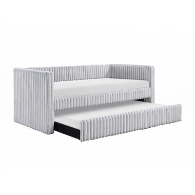 1Pc Daybed With Trundle Corduroy Fabric