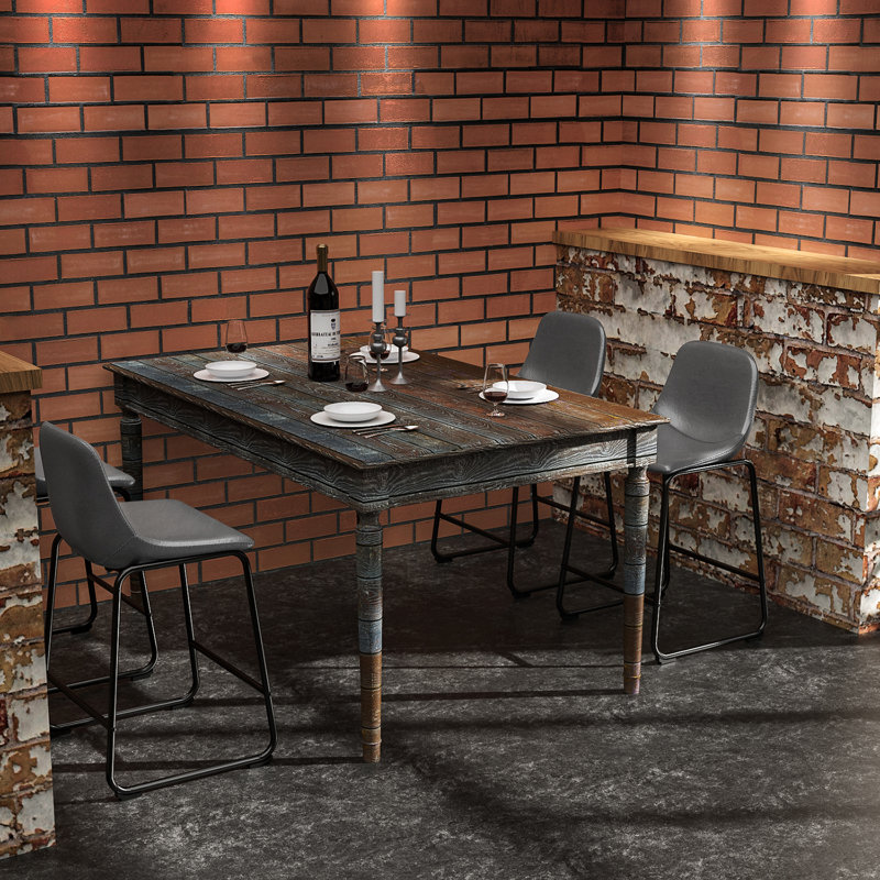 Tabourets de bar en cuir Parveena, Gris, Tabouret de comptoir (siège d'une hauteur de 24 p, 2