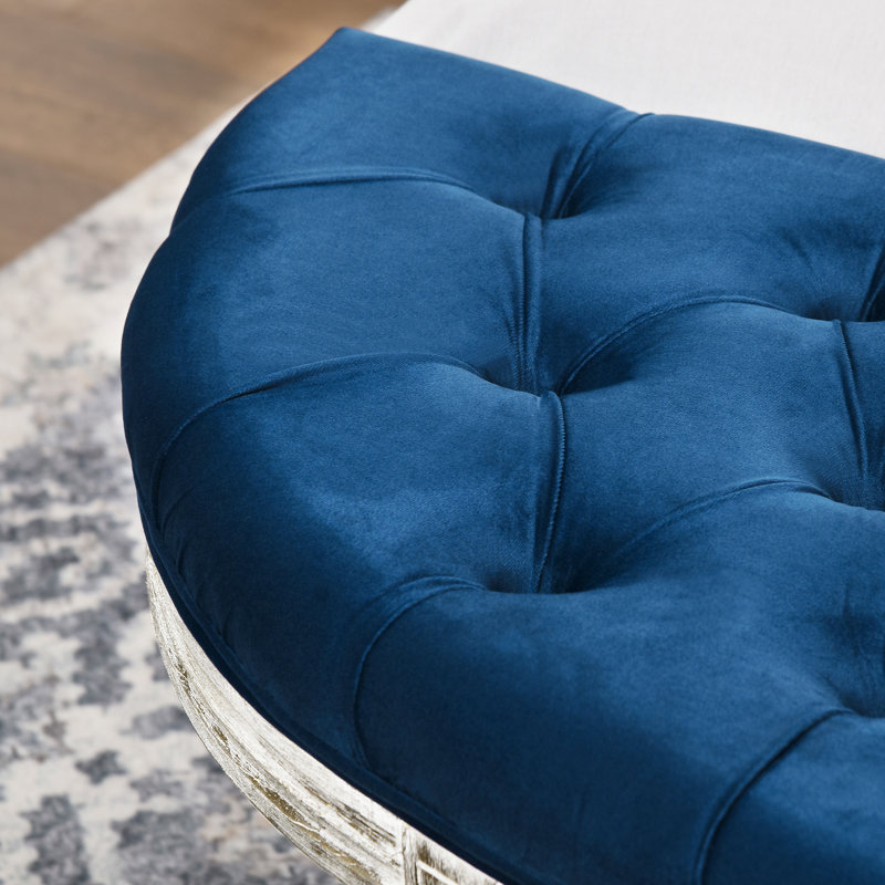 Alida Polyester Upholstered Bench, Blue