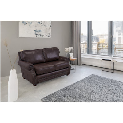 Causeuse à accoudoirs roulés en cuir véritable 74 po Speroni