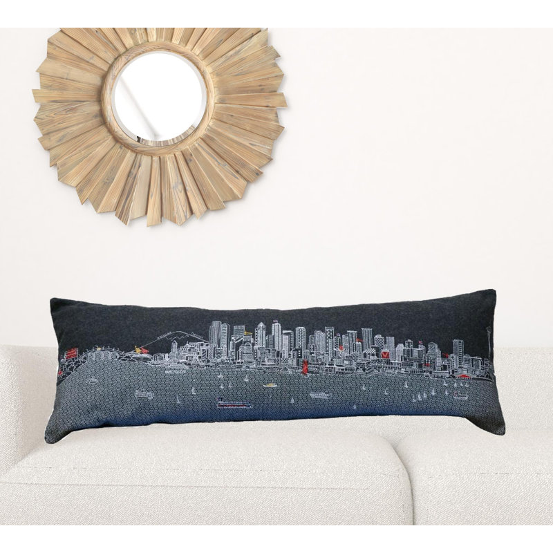 Coussin lombaire 14 "x 35" Seattle, Gris, 14 po x 45 po