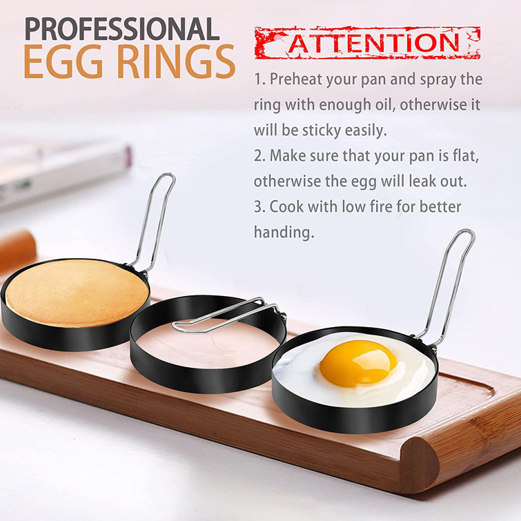 Egg Ring - Egg Rings 3 inch, Egg Rings for Frying Eggs and Egg McMuffins,  Egg Mold for Breakfast Sandwiches, Egg Rings for Griddle, Egg Circle Mold