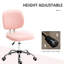 Chaise de bureau rose avec hauteur réglable et fonction pivotante, dossier moyen, tissu molletonné moelleux pour un espace de travail agréable, expérience de travail