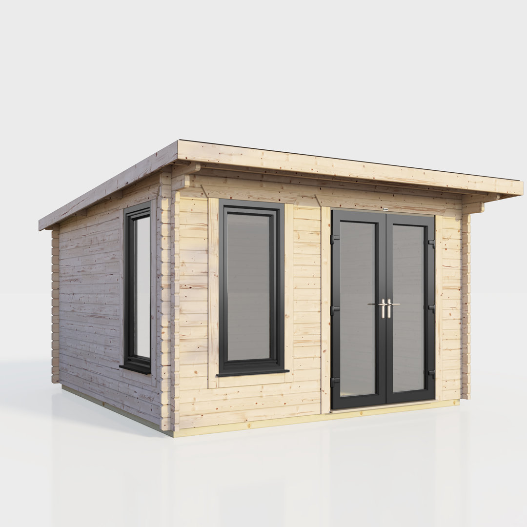 Powersheds 12 x 10ft Pent Log Cabin, Doors to the Right - 44mm