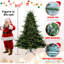 7.5FT Full-Shaped Artificial Christmas Tree, 2441 PE/PVC Mixed Needle Tips, Wide Base For Large Spaces, Hinged Structure, Metal Stand For Strong Support-817570918-817570917