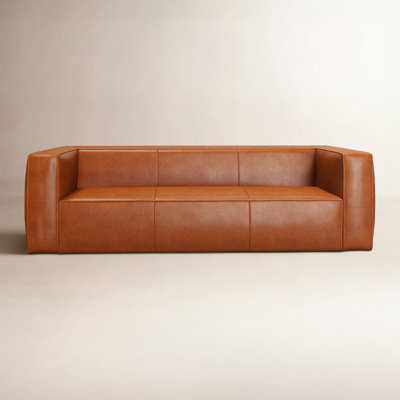 Jenkintown 88" Genuine Leather Tuxedo Arm Sofa