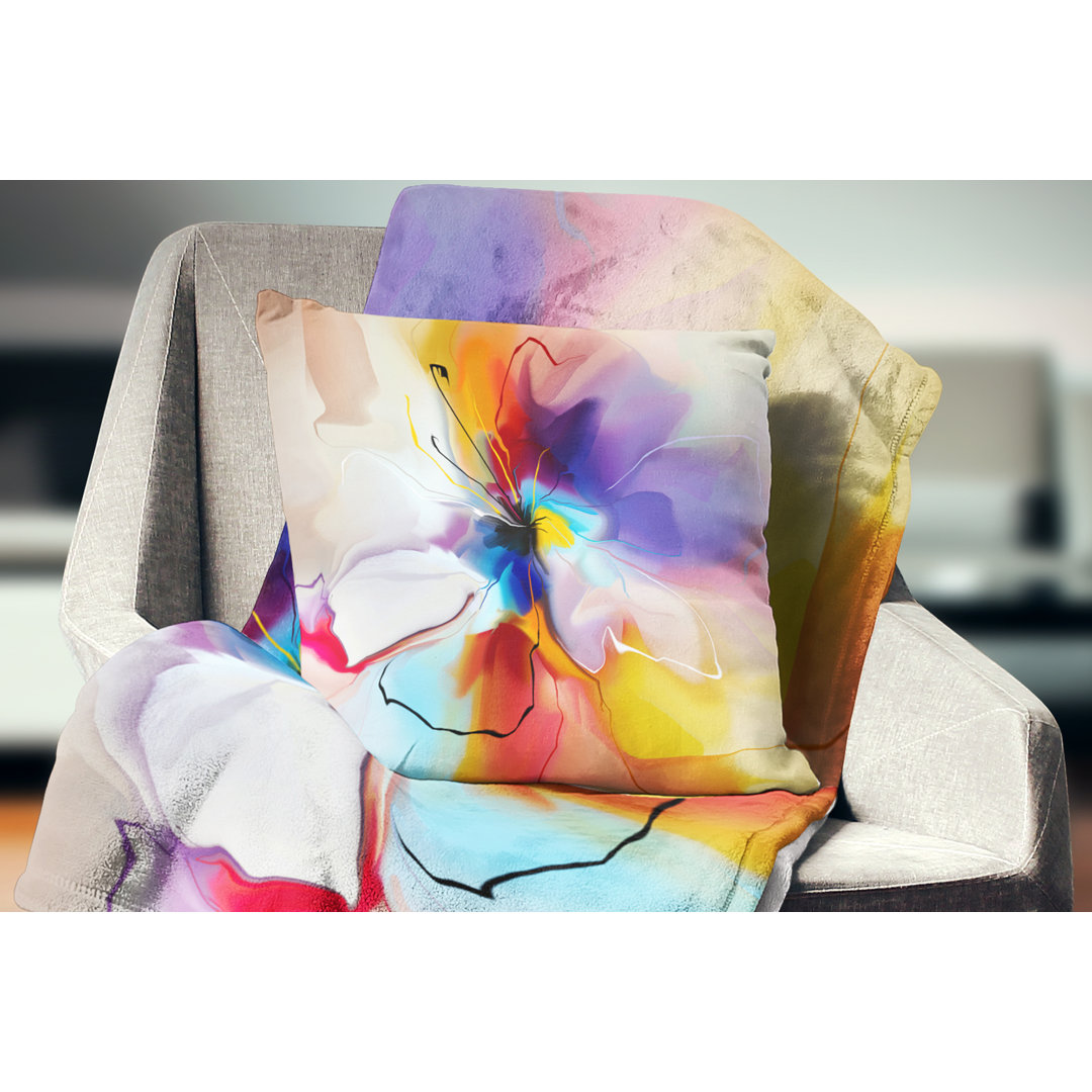 Creative Flower in Multiple Colors - Abstract Printed Throw Pillow Design Art 