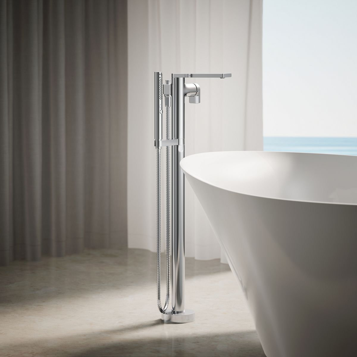 Composed Freestanding Bath Faucet, Polished Chrome