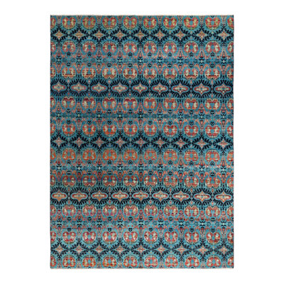 Modern One-of-a-Kind 9' 2" X 12' 5" New Age Wool Area Rug Black