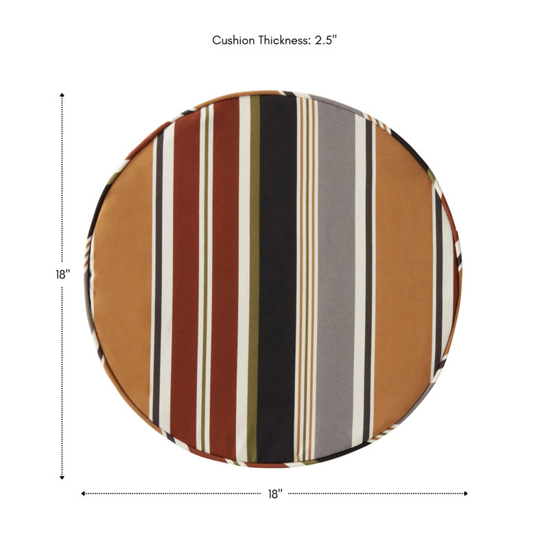 Outdoor Round Dining Chair Seat Pad, Brick Stripe