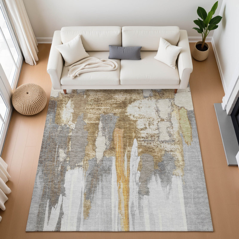 Premium Machine Washable Mouton Abstract Rug, Rectangle 10' x 14'